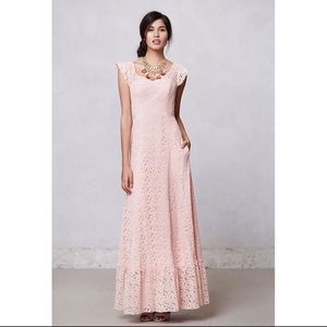 Anthropologie Flounced Lace Maxi Dress
